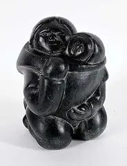 M Alliguay, Mother and Child, black stone carving