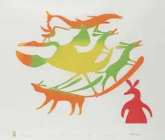 Kenojuak Ashevak, Reminiscence #9/40, 1999, colour stonecut on paper
