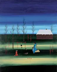 Shirley Cheechoo, Cooking Outside, 1980, acrylic on canvas