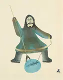 Josephee Kakee, Ice Fishing #32/50, 1983, colour stencil on paper