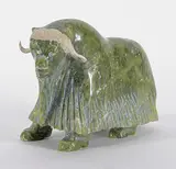 Simeeonie Killiktee, Untitled - Hefty Muskox, green stone and bone carving