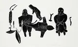 Helen Kalvak, Making an Atigi #5/50, 1982, stonecut on paper