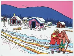 James A. Logan, The Two Widows #36/150, colour silkscreen on paper