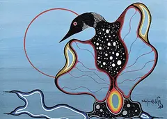 John Lonechild, Untitled - Loon Spirit, 1994, acrylic on canvas board