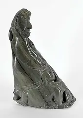 Johnny Sr. Meeko, Untitled - Man with Dogs, green stone carving
