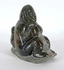 Conlucy Niviaxie, Untitled - Hunter, 1977, dark green stone carving