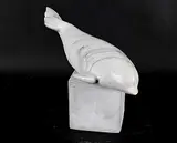 Napatchie Noah, Untitled - Beluga Whale, 1995, light grey stone carving