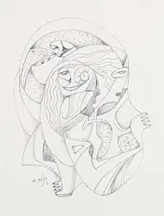 Daphne Odjig, Untitled - Transformation, graphite on paper