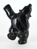 Johnny Papigatuk, Dancing Polar Bear, green stone carving