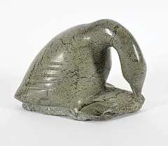 Adamine Pauloosie, Goose, green stone carving