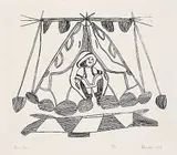 Pitseolak Ashoona, Skin Tent #34/50, 1968, etching on paper
