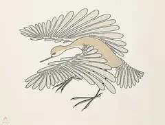 Aoudla Pudlat, Small Tundra Bird #15/50, 1981, colour lithograph on paper