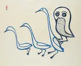 Lucy Qinnuayuak, Owl with Three Birds #AP/2