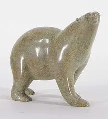 Johnny Saggiatok, Untitled - Strutting Bear, 2000, green stone carving