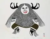 Pitaloosie Saila, Shamans Dance #38/50, 1969, colour stonecut on paper