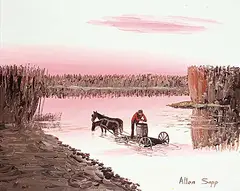 Allen Sapp, Untitled - Gathering Water at Dawn, acrylic on canvas