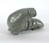 Nalenik Temela, Untitled - Bellowing Walrus, 1980, green stone carving