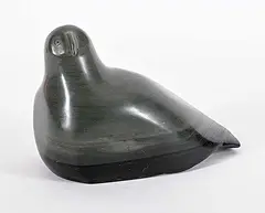 Annie Tookailook, Untitled - Feathered Puffin, green stone carving