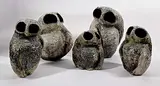 Elke Blodgett, Untitled - Owl Family, glazed raku sculpture