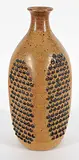 Loek Devries, Untitled - Tan and Black Grater Vase, glazed ceramic