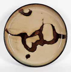 Walter Gibson Dexter, Untitled - Taupe Bowl with Abstract Design, glazed ceramic