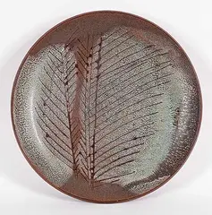 Walter Gibson Dexter, Untitled - Fern Plate, glazed ceramic