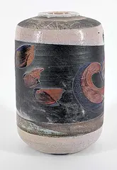 Walter Gibson Dexter, Untitled - Blue and Peach Raku Vase, 1986, raku ceramic