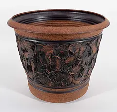 Edward Drahanchuk, Untitled - Plant Pot with Abstract Design, glazed ceramic