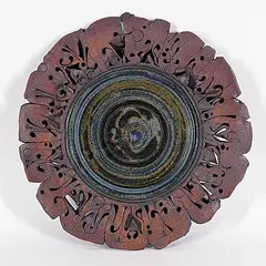 Edward Drahanchuk, Untitled - Ornate Plate with Rough Edging #2, partially glazed ceramic