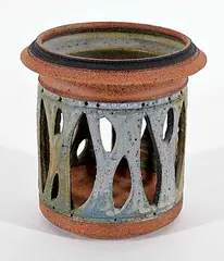 Edward Drahanchuk, Untitled - Organic Perforated Vase, 1974, partially glazed ceramic