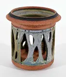 Edward Drahanchuk, Untitled - Organic Perforated Vase, 1974, partially glazed ceramic