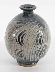 Wayne G. Ngan, Untitled - Blue Swish Vase [Hakame], glazed ceramic