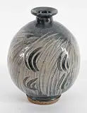 Wayne G. Ngan, Untitled - Blue Swish Vase [Hakame], glazed ceramic