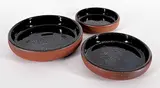Luke Orton Lindoe, Untitled - Three Black Nesting Dishes with Scratch Design, glazed ceramic