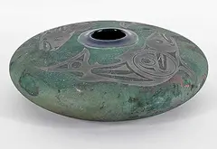 Stephan Roy, Untitled - Flat Vase with Haida Design, glazed ceramic