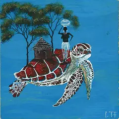 Bariyaa Ipaa, Khiyan lay lay [Walk Well], 2017, acrylic and ink on wood board