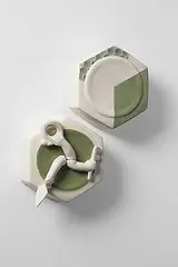 Nicole Riedmueller, Wall Hexagon I and II, 2022, partially glazed ceramic