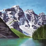 Roger D. Arndt, Moraine Lake, 2020, oil on wood board