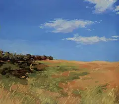 Janine M. Bruneau, Meadow II, 2001, oil on wood board