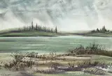 Stanford Earl Blodgett, Untitled - Foggy Swamp, watercolour on paper