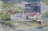 Jim C. Brager, Untitled - Mining Town, 1989, watercolour on paper