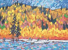 William Roy Brownridge, Autumn Fire and Ice, acrylic on canvas board