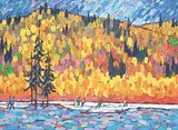 William Roy Brownridge, Autumn Fire and Ice, acrylic on canvas board