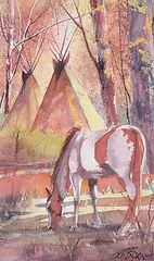 Robert P. Byrne, Spring Camp, watercolour on paper