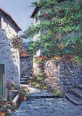 Domenico Caiazza, Untitled - Street Scene, acrylic on canvas