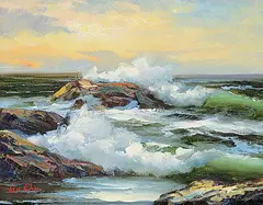 Hai Chou, Untitled - Pounding of Surf, oil on canvas