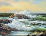 Hai Chou, Untitled - Pounding of Surf, oil on canvas
