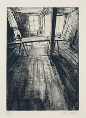 Pierre Collin, Untitled - The Studio #XV/XX, etching on paper
