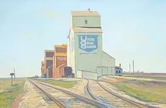 Dean R. Francis, Snipe Lake Elevators, acrylic on canvas