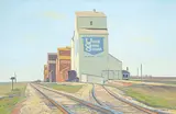 Dean R. Francis, Snipe Lake Elevators, acrylic on canvas